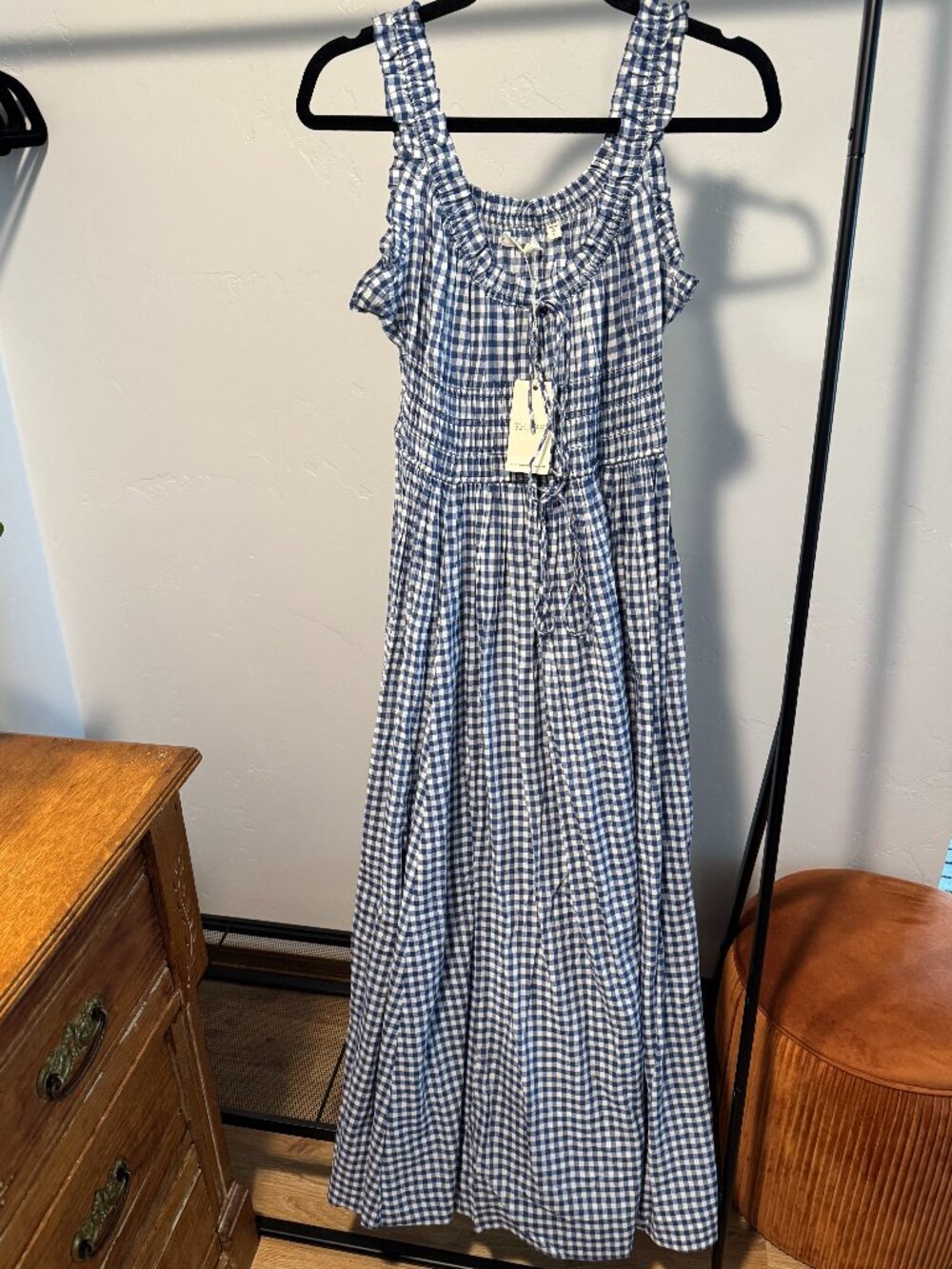 Doen Emmaretta dress in blue gingham Medium NWT - Picture 3 of 4